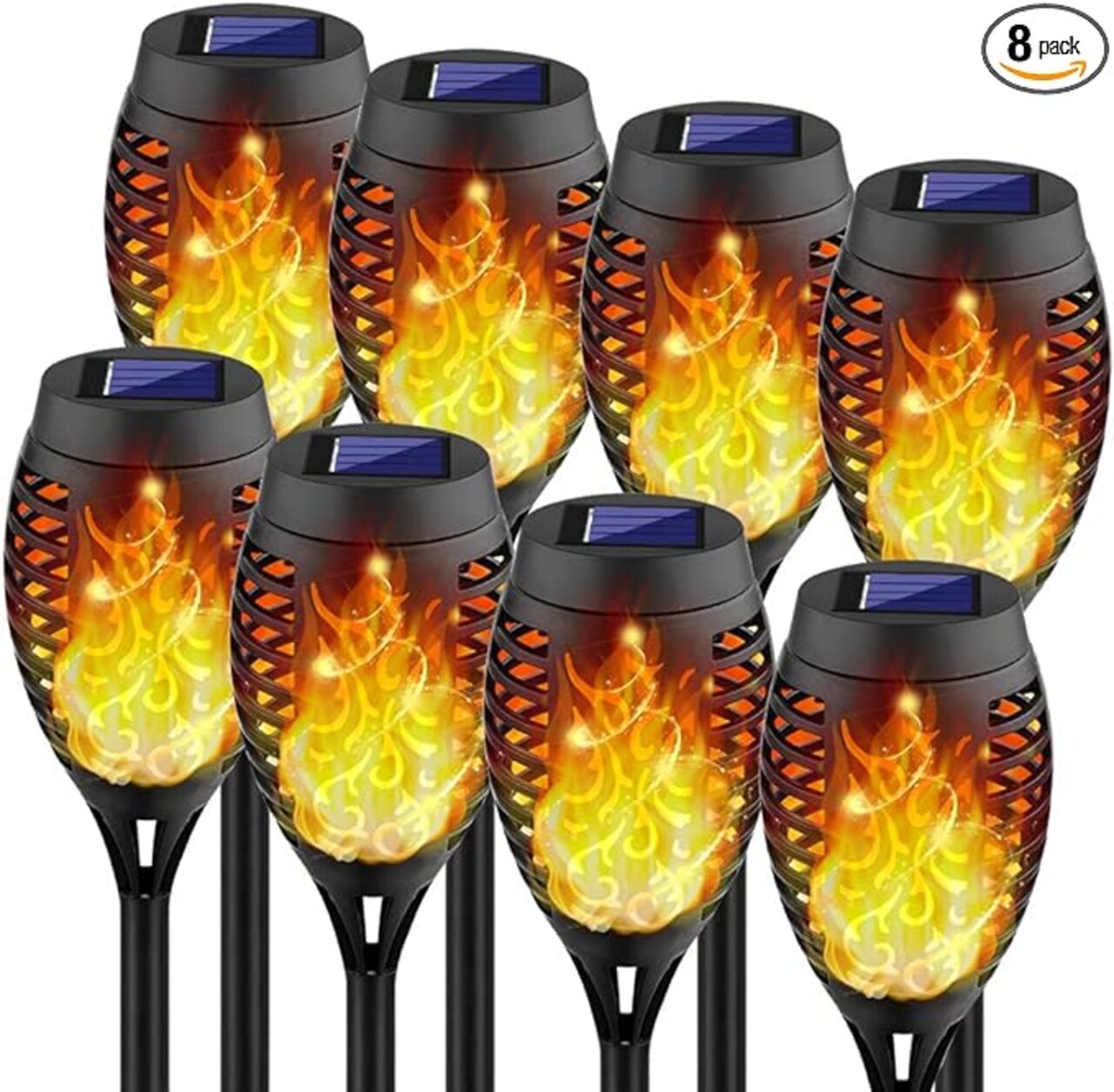 Solar Lights Outdoor, 8Pack Solar Torch Lights Outdoor Flickering Flame, Waterproof Solar Garden Lights, Outdoor Solar Lights for Yard, Tiki Torches for Outside Decorations Patio Lawn Pathway